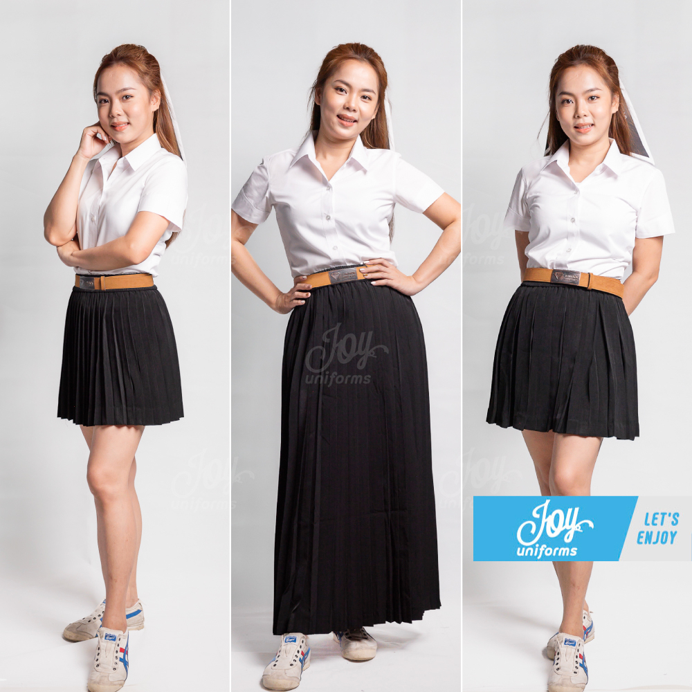 กระโปรงพลีทนักศึกษา จีบรอบ จีบทวิส Free size - XL ความยาว 14-38 นิ้ว