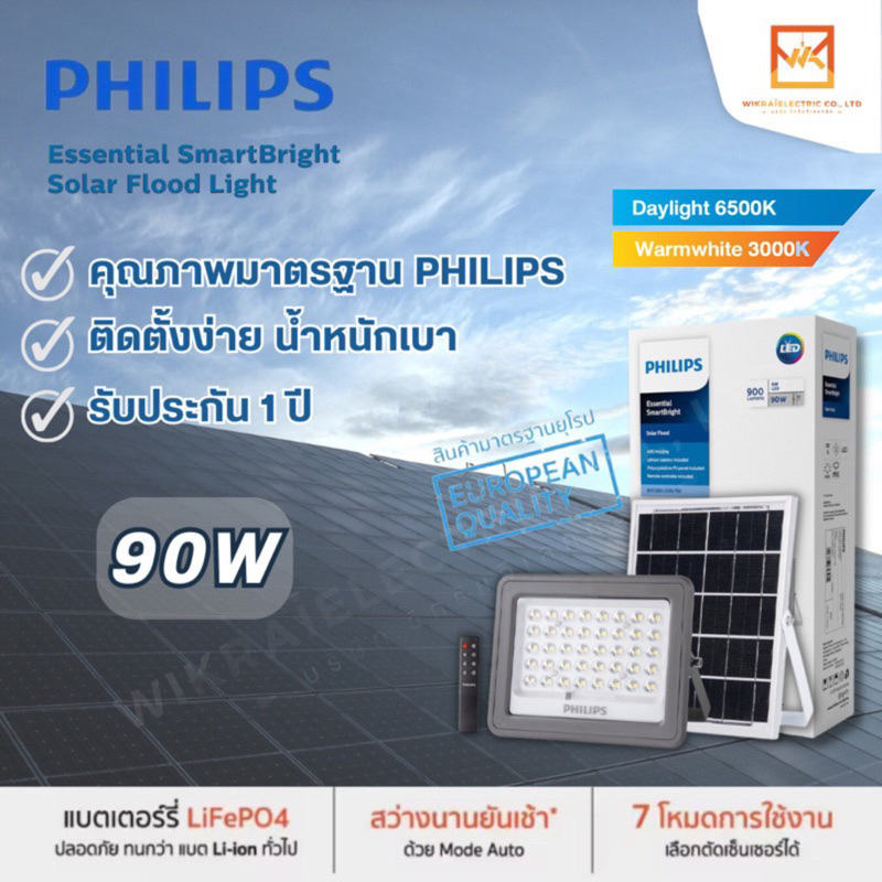 Philips Solarโคมไฟอเนกประสงค์ฟิลิปส์สปอตไลท์โซล่าเซลล์ Solar Flood Light su BVC080 90w โคมโซล่าเซลล์  SolarPhilips