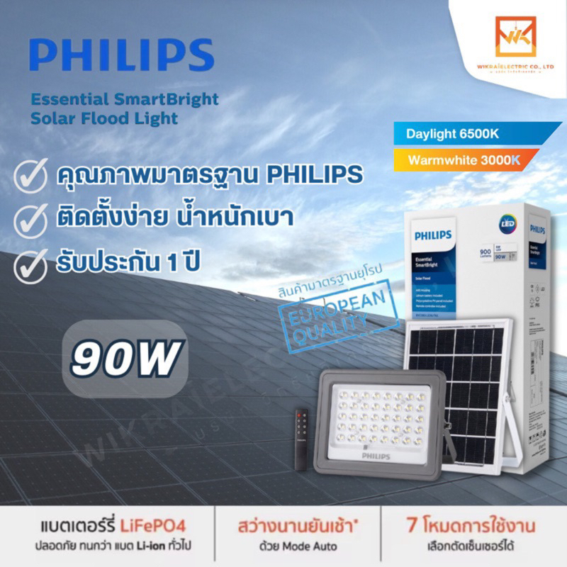 Philips Solarโคมไฟอเนกประสงค์ฟิลิปส์สปอตไลท์โซล่าเซลล์ Solar Flood Light su BVC080 90w โคมโซล่าเซลล์