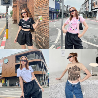 🛒พร้อมส่ง เสื้อ Crop NOTHING🏠เนื้อผ้าเกาหลี นุ่ม เด้ง ใส่สบายมากค่ะ🧸💗