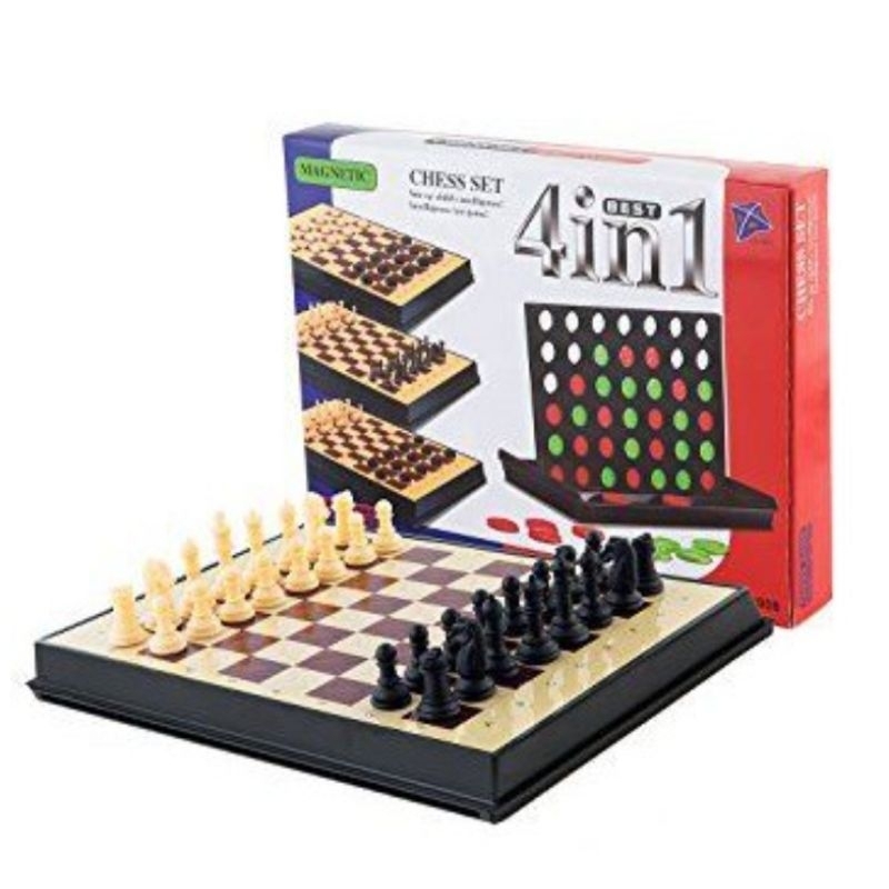 กระดานหมากรุกแม่เหล็ก ขนาดพกพา 4in1 Chess Set Board Game