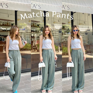 New 🍵Matcha Pants กางเกงขายาวทรงกระบอกลายทางสีเขียว