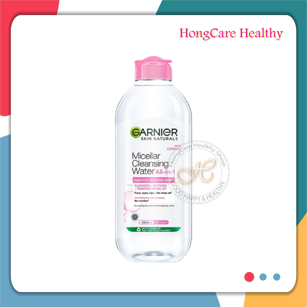 Garnier Skin Naturals Micellar Cleansing Water All-in-1 Even for Sensitive Skin 400 ml. , การ์นิเย่ ไมเซล่า คลีนซิ่ง