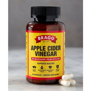 Bragg ACV Apple Cider Vinegar Capsules แอปเปิ้ลไซเดอร์ น้ำส้มสายชูหมักจากแอปเปิ้ล แบบเม็ดแคปซูล ทานง่าย กลิ่นไม่แรง