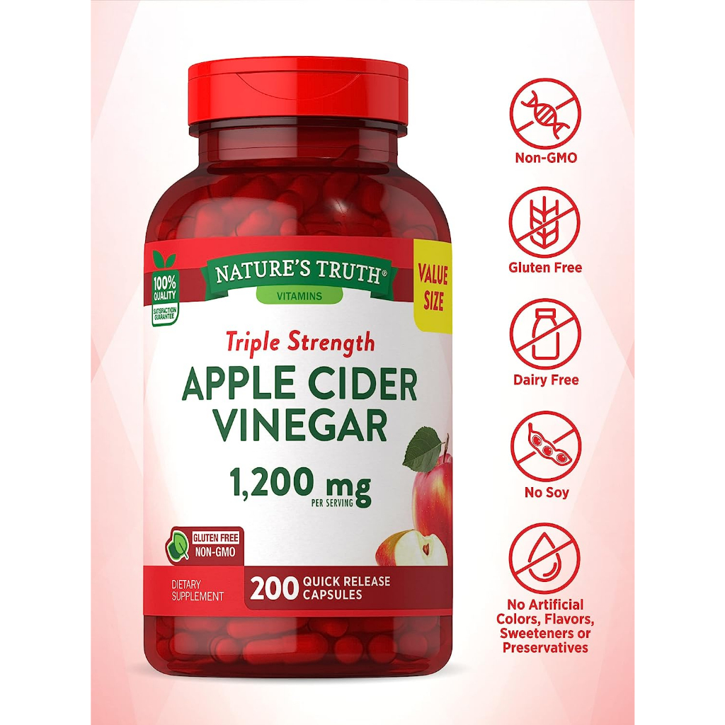 (Exp.3/2026) Nature's Truth Apple Cider Vinegar ACV แบบเม็ด และ กัมมี่  แอปเปิ้ลไซเดอร์ น้ำส้มสายชูหมักจากแอปเปิ้ล