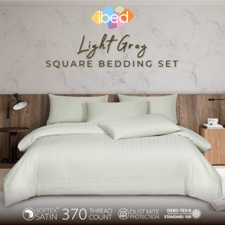 ibed ชุดผ้าปูที่นอนครบเซ็ท Softex Satin (สี่เหลี่ยม) Light Gray 3.5 ฟุต,5 ฟุต,6 ฟุต - SQUARE COLLECTION