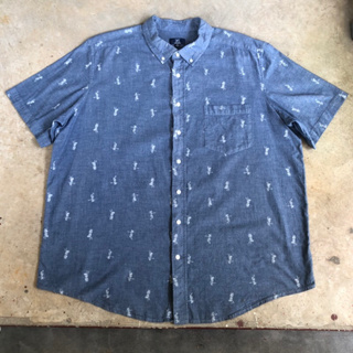 เสื้อฮาวาย Vtg.Hawaii Shirt GEORGE MADE IN BANGLADESH Sz.2XL 97% COTTON 3% SPANDEX