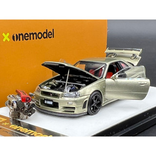 PGM X One model 1/64 R34 Z Tune. R34 Z Tune. Jade Green. Fully Opened-diecast.Free with an engin. กล่องอคิลิค