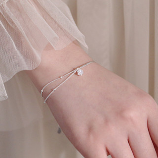 silver 92.5% กำไลข้อมือ สร้อยข้อมือเงินแท้ สร้อยข้อมือ ประดับตุ้งติ้งเพชร