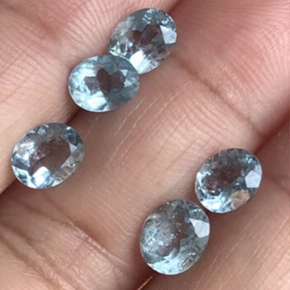 5PCs 3.88ct พลอยอความารีนบราซิล Natural Unheated Blue Aquamarine Brazil, Best For Setting