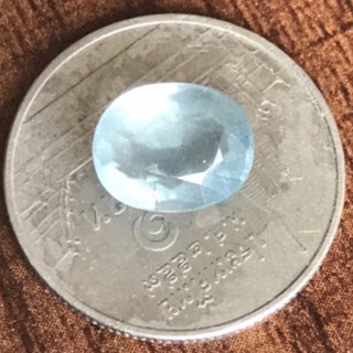 2.13 CT. พลอยบลูอความารีน NATURAL AQUA BLUE AQUAMARINE SANTAMARINE OVAL 7 X 9 mm.