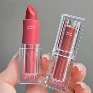 L-08✨Cappuvini ลิปสติก เนื้อแมตต์ กํามะหยี่ หลอดใส 6 สี อะคริลิคใส กันน้ํา กันเหงื่อ ติดทนนาน