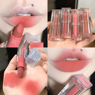 L-08✨Cappuvini ลิปสติก เนื้อแมตต์ กํามะหยี่ หลอดใส 6 สี อะคริลิคใส กันน้ํา กันเหงื่อ ติดทนนาน