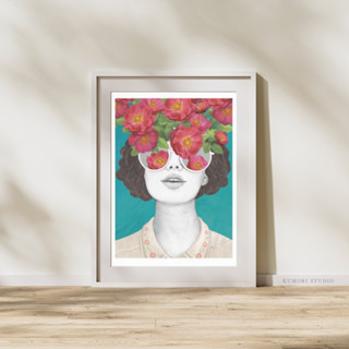 พร้อมส่ง 💥 กรอบรูปแต่งห้อง Flower Girl 30 x 40 cm. กรอบลอย