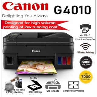 Canon G4010​ Ink​tank 4in1 หมึกแท้-ประกันศูนย์​ Wifi/print/scan/copy/PC​fax