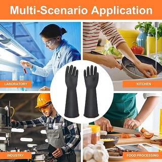 ถุงมือยาง L ยาว 16.2 นิ้ว. ตรา 3 ห่าน TreeTex และ Rhino branded rubber gloves ผลิตจากยางธรรมชาติ