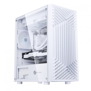 (M201-WH) Case (เคสคอมพิวเตอร์) SAMA (Micro-ATX , Mini-ITX) 4 in 1 fans ด้านข้างกระจกเทมเปอร์ (WHITE)