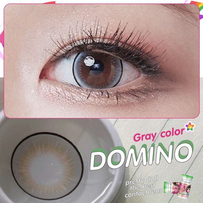 (COD)คอนแทคเลนส์ Contactlens  Domino สายตา+ปกติ Prettydoll 0.00 ถึง – 6.00 เลนส์นิ่มใส่สบายตาแถมตลับ