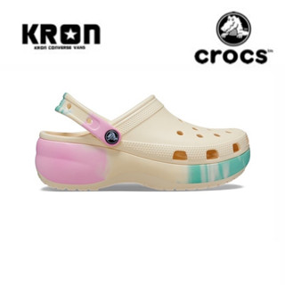 ลิขสิทธิ์แท้ 100% [พร้อมส่ง] Crocs Classic Platform Ombre Clog/Vanilla/Multi 208278-1FR