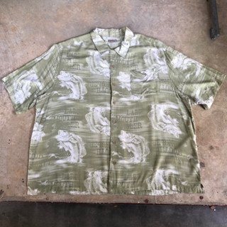 เสื้อฮาวาย Vtg.Hawaii Shirt GEORGE MADE IN BANGLADESH Sz.2XL 100% RAYON