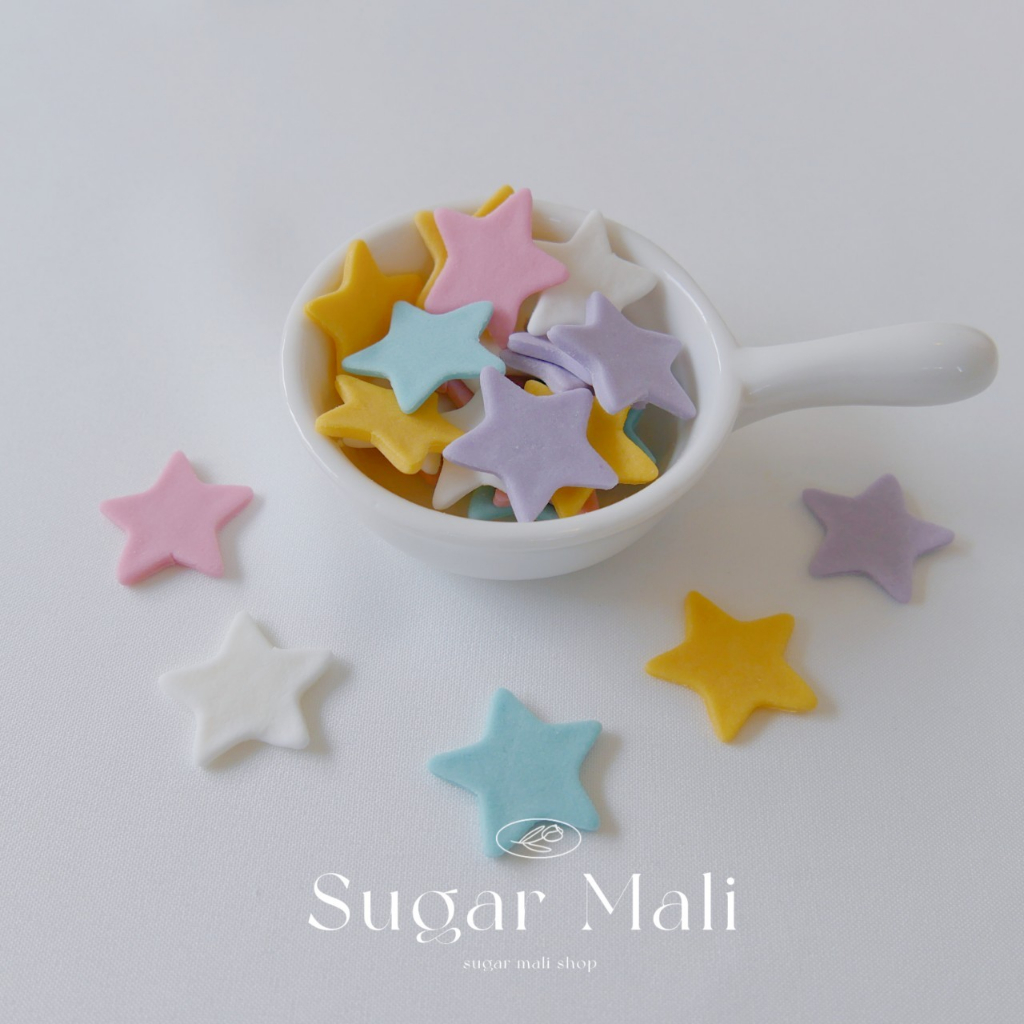 ⭐️กัมเพสรูปดาว⭐️ ตกแต่งเค้ก ขนาด 2×2cm / 3×3cm / 4×4cm. หอมหวานละมุน ทานได้