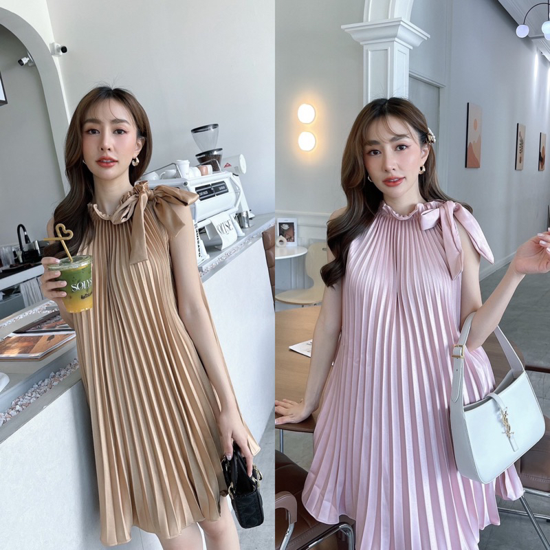 Teera พร้อมส่ง Spring Peet เดรสพลีท งานสวย ใส่ออกงาน คลุมท้องได้ ป้ายtanintra