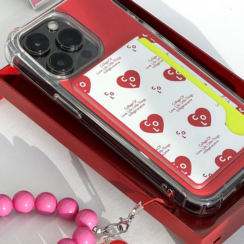 [Pre-order แจ้งรุ่นโทรศัพท์ในหมายเหตุ] collagevacance - Heart Logo Pattern Card Pocket Case (5type)