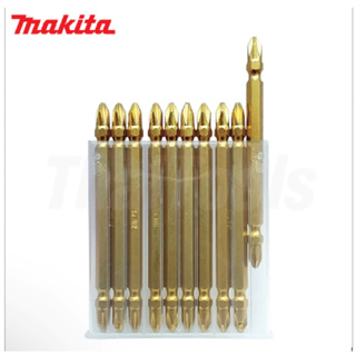 MAKITA ดอกไขควงลม ( 1 แพ็ค 10 ดอก ) สีทอง 2 ด้าน หัวไขควงลม ดอกสว่านหัวแฉก หัวแม่เหล็ก65-100 mm.-งานเทียบ เกรด AAA+