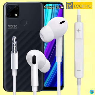 หูฟัง สมอลทอล์ค Realme In-Ear AUX 3.5 mm. เรียลมี อินเอียร์ เสียงดี เบสหนัก เล่น-หยุดเพลง-เพิ่ม-ลดระดับเสียง Narzo 30A