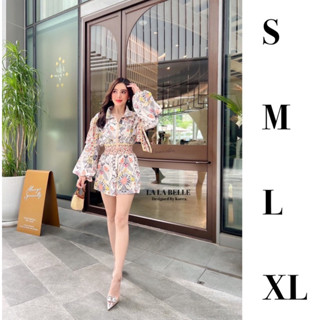 Code : M8 Lalabelle Set ชุดเซ็ต เสื้อฮู้ดมาคู่กับกางเกงขาสั้นลายสวยงาม สำหรับผู้หญิง ไซส์ S-XL