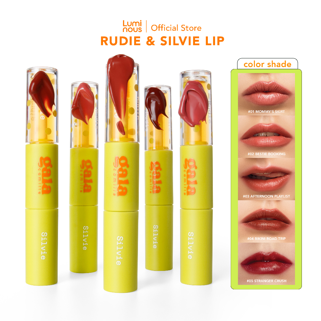 (คอลเลคชั่นใหม่!) Gala Camille Rudie Dot & Silvie Velvet Lip  บลัชน้ำส้ม ปรับตามอุณหภูมิผิว | Lumino