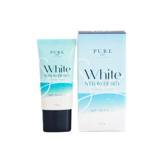 กันแดดเพียว ผสมรองพื้น PURE White Strawberry SPF 50 PA 20g.