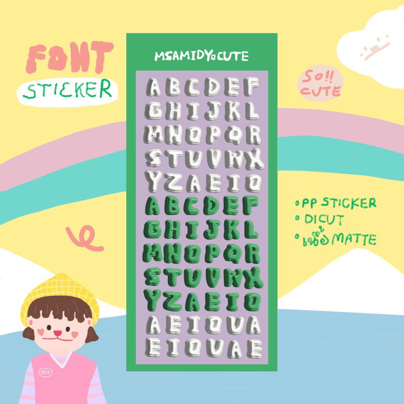 Msamidy.Cute font set01 Alphabet Sticker สติกเกอร์ตัวอักษร