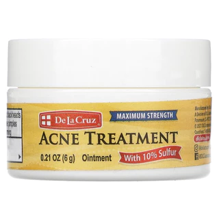 De La Cruz, Acne Treatment Ointment with 10% Sulfur, Maximum Strength, 2.6 oz (73.7 g) ขี้ผึ้งรักษาสิว