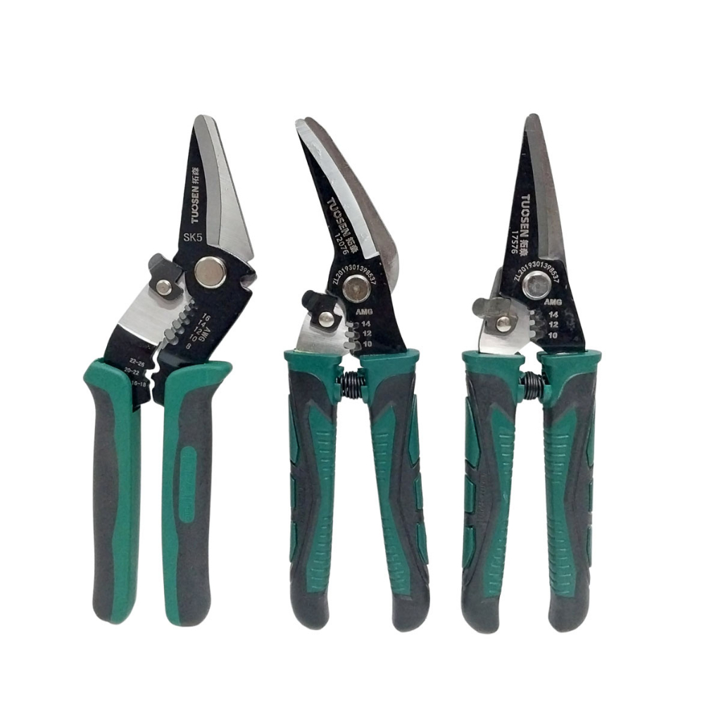 TUOSEN กรรไกรตัดสังกะสี กรรไกรตัดเหล็กแผ่น ตัดสแตนเลส ตัดซีลาย ตัดเมทัลชีท ปอกสายไฟ
