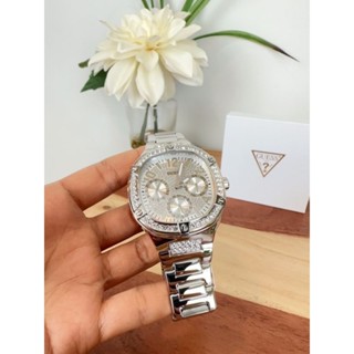 ⌚🫅นาฬิกา ข้อมือผู้หญิง เรือนเงิน NEW GUESS SILVER TONE CASE SILVER TONE STAINLESS STEEL WATCH