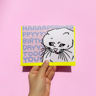 การ์ดวันเกิดน่ารัก การ์ดวันเกิดพร้อมซอง ลายแมว Birthday Screaming Funny Cats แบรนด์ Chonky Goods happy birthday