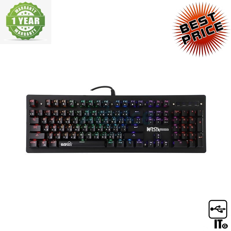 KEYBOARD SIGNO KB-738 INFESTA - RED-SWITCH ประกัน 1Y