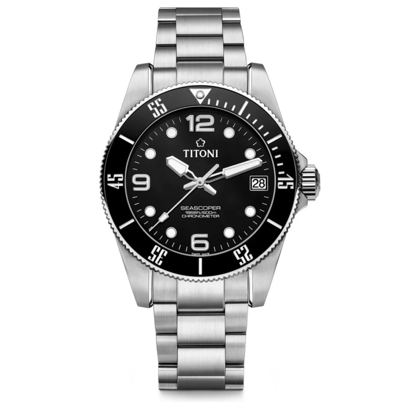 [แถมสายผ้า TITONI แท้] นาฬิกา TITONI รุ่น SEASCOPER 600 (83600 S-BK-256)