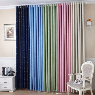 ผ้าม่านประตู ลายดาว 5เฉดสีให้เลือก กว้าง 200 สูง 230 ตาไก่สี่สัก