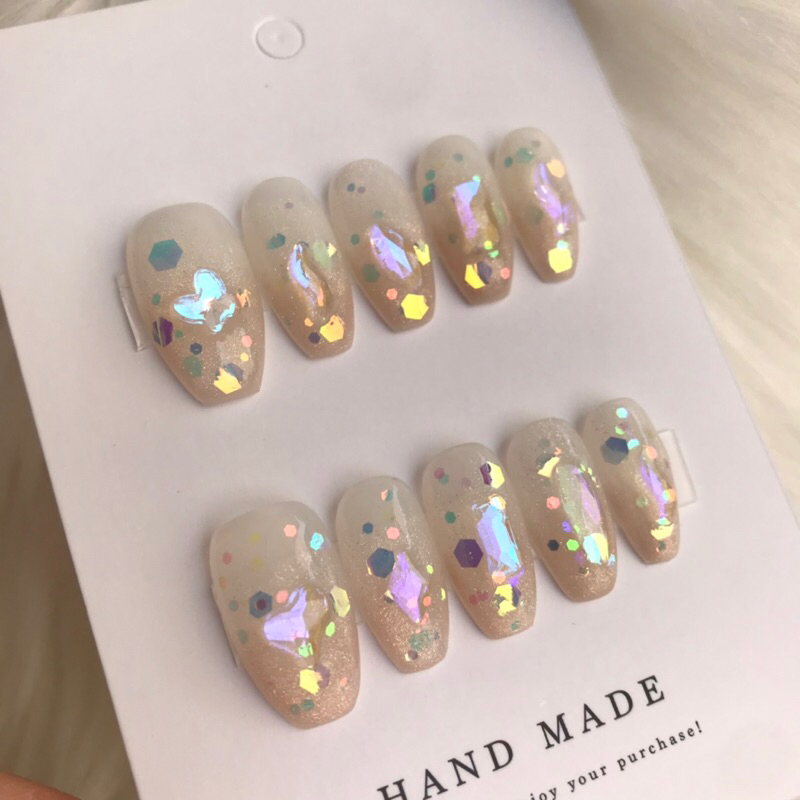 เล็บเจลออโรร่ากลิตเตอร์ bubble nails