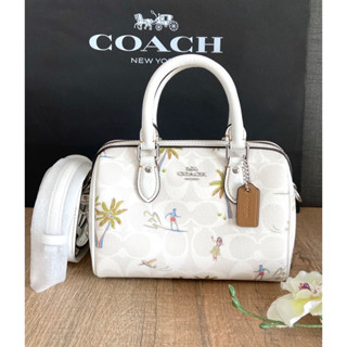 💚แท้💯 พร้อมส่ง💚 Coach CK164 Mini Rowan Crossbody In Signature Canvas With Hula Print