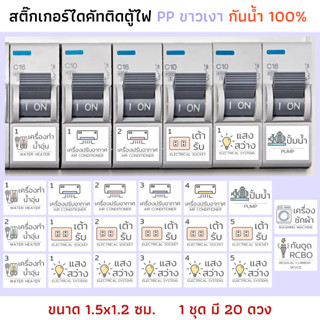 สติ๊กเกอร์ตู้ไฟ circuit breaker สติ๊กเกอร์เบรกเกอร์ PP ขาวมั…