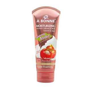 A BONNE MOISTURIZING SHOWER CREAM SCRUB TOMATO&amp;MILK สครับ เกลือขัดผิว สูตรมะเขือเทศผสมนม 350 g.