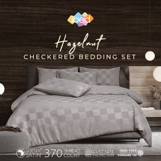 ibed ชุดผ้าปูที่นอนครบเซ็ท Softex Satin (ลายตาราง) Hazelnut 3.5 ฟุต,5 ฟุต,6 ฟุต - CHECKERD COLLECTION