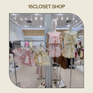 ชุดเซตเสื้อครอปคอปกกะลาสี มีเชือกผูกโบว์ด้านหน้า+กางเกงขาสั้นแต่งพับ *งานป้าย*