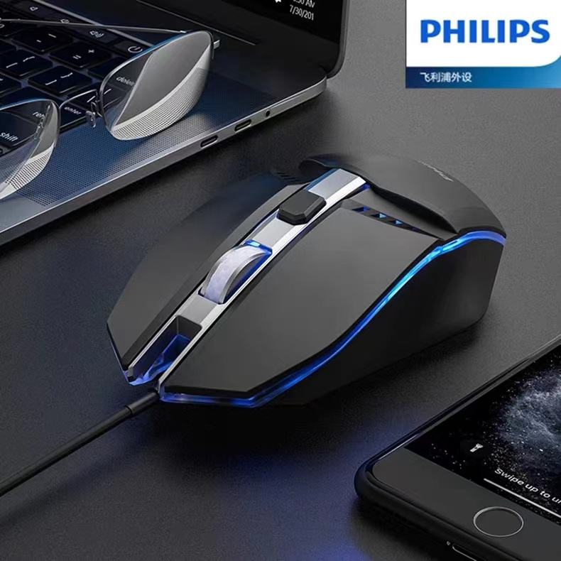 Philips SPK9401เมาส์แบบมีสาย USB สำหรับเล่นเกม แล็ปท็อปสำหรับเล่นเกม เดสก์ท็อป โฮมออฟฟิศ ธุรกิจ