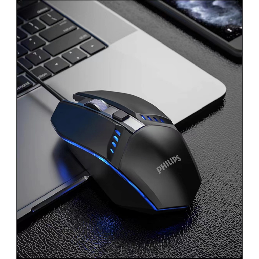 Philips SPK9401เมาส์แบบมีสาย USB สำหรับเล่นเกม แล็ปท็อปสำหรับเล่นเกม เดสก์ท็อป โฮมออฟฟิศ ธุรกิจ
