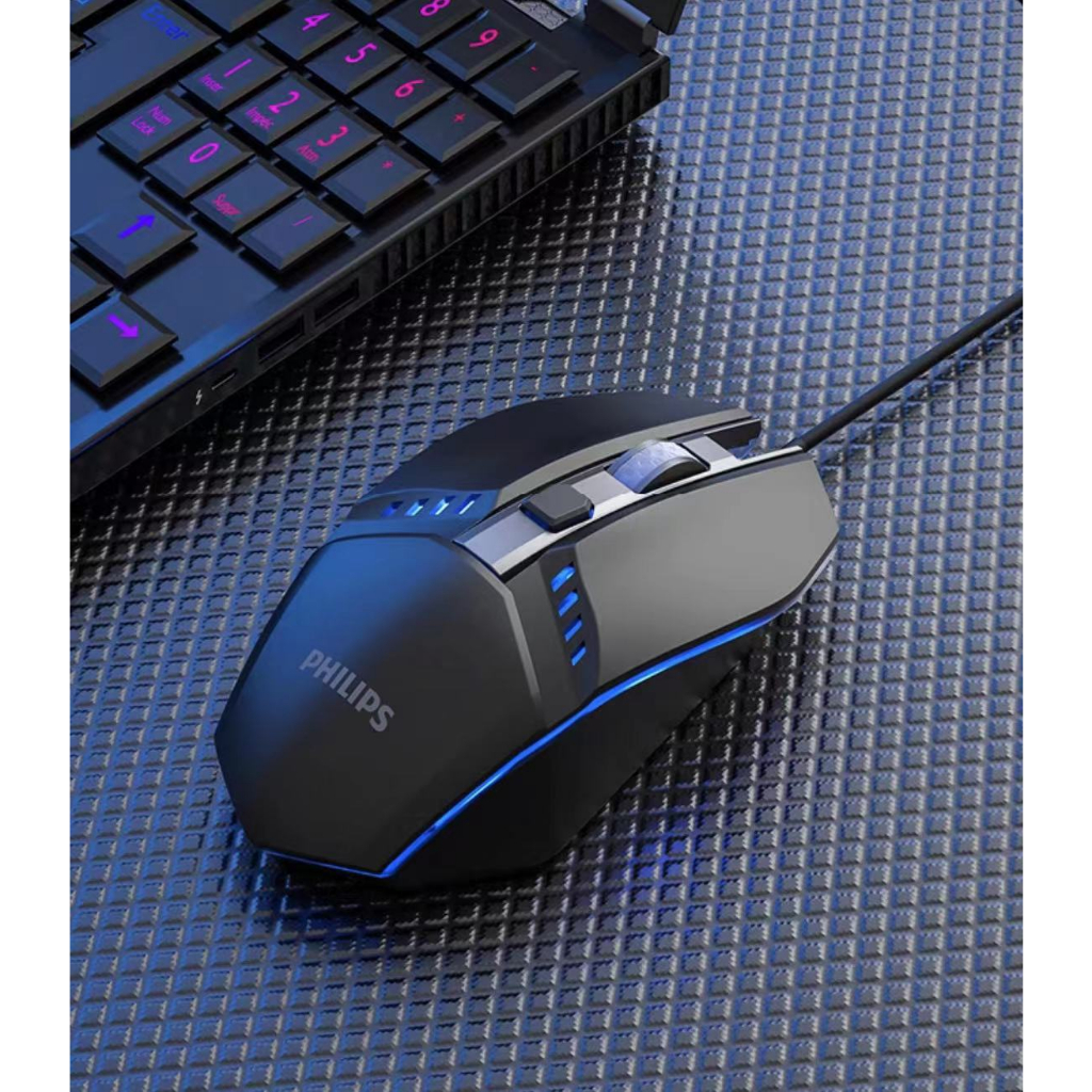 Philips SPK9401เมาส์แบบมีสาย USB สำหรับเล่นเกม แล็ปท็อปสำหรับเล่นเกม เดสก์ท็อป โฮมออฟฟิศ ธุรกิจ