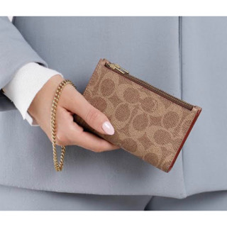 ✅พร้อมส่งในไทย!!!แท้💯จากอเมกา🇺🇸 Zip Chain Card Case In Signature Canvas ใส่บัตรใส่เหรียญงานช้อป(SHOP)